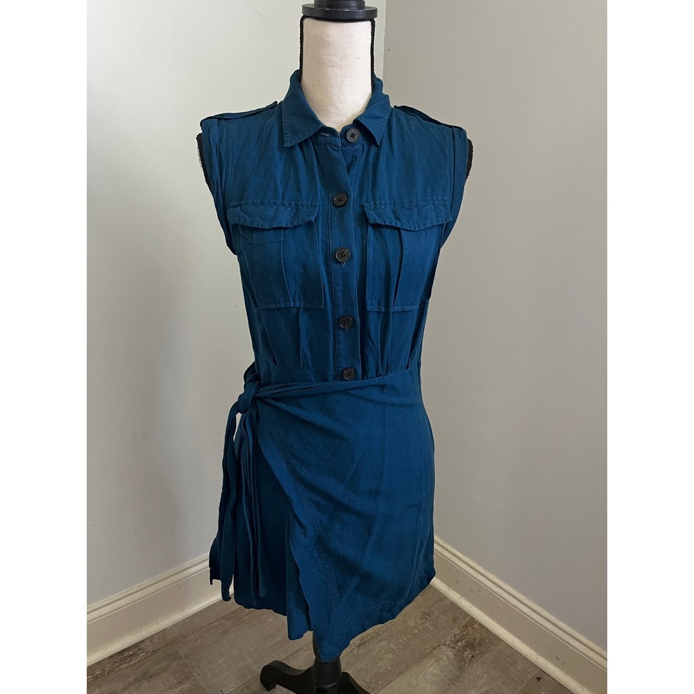 Derek Lam 10 Crosby Apron Wrap Dress Linen Size 36 Utility Safari Office Chic